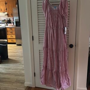 Red and white cotton dress